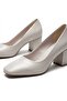 Comfortable Fit, Simple and Stylish Leather Patterned Thick Heeled Neolit Shoes - 2