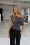 Füme Ultra Soft Premium Fabric Waist-Fitting Flexible Crop Top Blouse Wft9411 - 2