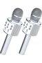 2-Pack Wireless Bluetooth Karaoke Microphones - Portable Handheld Mic Speaker for All Ages (Silver)