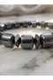 Cylinder and Diamond Cut Hematite Natural Stone Bracelet - 2