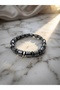 Cylinder and Diamond Cut Hematite Natural Stone Bracelet