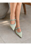 Amore Mint Green Suede 3 cm Short Heel Strappy Sandals Shoes - 3