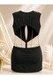 Mini Low-Cut Dress with Chain Detail - 2