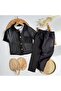 Unisex Kids Lace Patterned Oversized Shirt and Elastic Waist Pants Set Summer Two-Piece Set