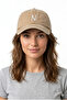 Beige Embroidered Washable Vintage Unisex Hat with Letter N - 2