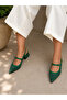 Amore Emerald Green Suede 3 cm Low Heel Strap Sandals Shoes - 3