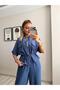Short Sleeve Jacket and Pants Set with Waist Tie Strings - 5