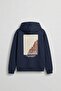 Men's Printed Oversize Premium Fabric Hoodie Navy Blue - 2