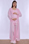 Cotton Long Robe Maternity Nursing Pajama Set Effortt - Pink - 2