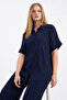 Textured Wrinkled Fabric Soft Double Set Short Sleeve Shirt and Pants Set - 2