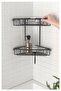 Black 2-Layer Stainless Steel Screw-Free and Drill-Free Movable Mounting Adhesive Compatible with Any Surface Bathroom Shower Corner Shampoo Holder 25*36*6.5cm - 3