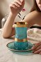 Matte Gold Heybeli 12 Piece Tea Set |   Stylishly Decorated Cup & Saucer Set