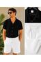 Men's Report Ottoman Fabric Short Sleeve Shirt Shorts Summer Bottom Top Set