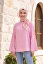 Round Neck Buttoned Spanish Sleeve Siena Tunic - Pink - 3