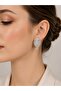 Brass Silver Color Zircon Stone Leaf Model Women's Earrings - 2