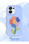 Oppo A6 Pro 5g Compatible Case Camera Protector Blue Silicone Couple Phone Case Floral Pattern - 2
