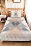 Geometric Beige Modern Young Room Single Pique Set - Powder Gray 160X220 cm Quilted Bedspread - 5