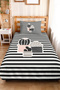 Black Striped Cactus Young Girl's Room Single Pique Set - Powder Gray 160X220 cm Bedspread - 2