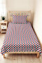 Red Polka Dot Youth Room Single Pique Set - Navy Blue Geometric 160X220 cm Bedspread - 4