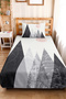 Gray Geometric Modern Young Room Single Pique Set - Powder Minimal 160X220 cm Bedspread - 2
