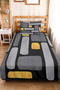 Geometric Anthracite Yellow Young Room Single Pique Set - Modern Gray 160X220 cm Bedspread - 4