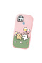 Oppo A15S Compatible Case Camera Protector Pink Silicone Couple Phone Case with Line Pattern - 3