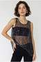 Women's Black Asymmetrical Cut Sequin Detailed Mesh Blouse 4250 60286333