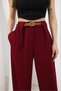Calista Women's High Waist Wide Leg Fabric Trousers with Belt Detail - Belt Included - 5