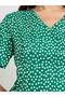 Green Polka Dot Print Knee-Length Dress - 4