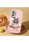 Samsung Galaxy A52S Compatible Case Camera Protective Pink Silicone Couple Phone Case with Owl Pattern - 2