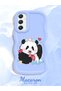 Samsung Galaxy A34 5g Compatible Case Camera Protector Blue Silicone Couple Phone Case Panda Pattern - 2
