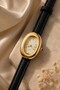 Morv Women's Gold Oval Case Black Leather Band Vintage Minimalist Quartz Wristwatch – Old Money Elegance, Elegant Classic Design 2026 - 3