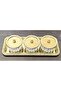 Wicker Frame Full Gold Bowl Set with Tray & Sugar Bowl & Serving Plate & Snack Bowl - with Striped Bowl - 6