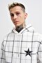 Men's Leather Applique Hooded Sweatshirt Ecru - 2