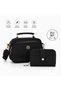 Women's Black Fabric Crossbody Shoulder Bag and Wallet Card Holder
