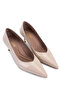 Women's Genuine Leather Beige Heeled Shoes - 2