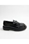 Men's Patent Leather Shoes Black Metal Buckle Modern Loafer - 2