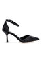 Black Ankle Strap Pointed Toe Evening and Event High Heel Shoes and Bag Set - 4