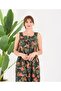 Women's 100% Cotton Wide Cut Patterned Front Pocket Thick Strap Square Neck Dress & Nightgown - 5