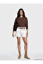White Women's Jean Shorts with Belt - 4