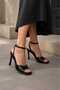 Scarlett Textured Patent Leather Thin Heeled Ankle Strap Open Toe Sandals - 2