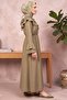Button-Front Flounce Hijab Dress - Long Casual Dress with Ruffle Detail - 3