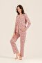 Women's Flowers Patterned Pink Shirt Pajama Set Ar3761-S-V1 - 7