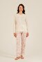 Women's Excuisite Flowers Cream Long Sleeve Pajama Set Ar3743-S-V1 - 8