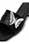 Stella Black Butterfly Buckle Transparent Heel Women's Slippers - 5