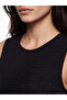 Lcw Vision Black Crew Neck Pleated Dress with Belted Waist - 3