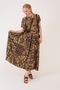 Authentic Women's Yellow Ethnic Pattern Asymmetric Short Sleeve Mother Dress - 4