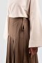 Pile Detailed Linen Trouser Skirt Brown - 6