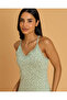 Women Green Lace Trim Chemise - 2
