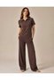 Women's Premium Modal Stone Printed Polo Collar Two-Piece Tracksuit Set